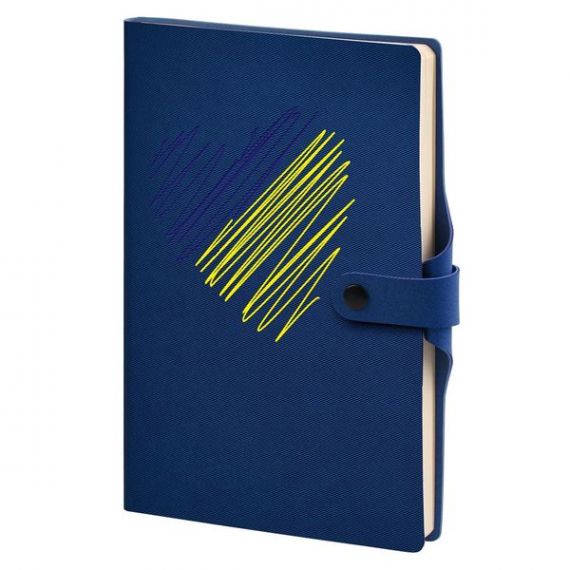 Блокнот на кнопці А-5 128аркушів лінія, штучна шкіра Twill Серце, кремовий папір