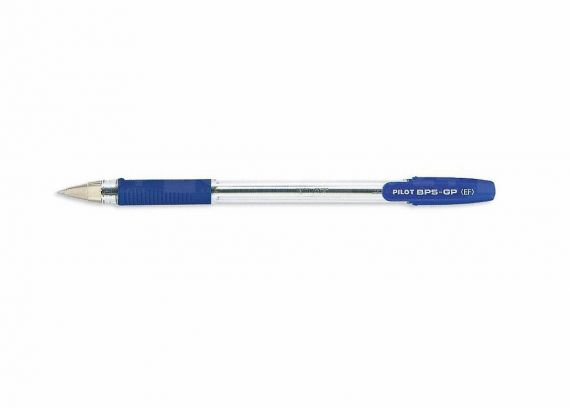 Ручка шариковая Pilot прозрачный корпус, металлический наконечник, резиновый грип, синяя