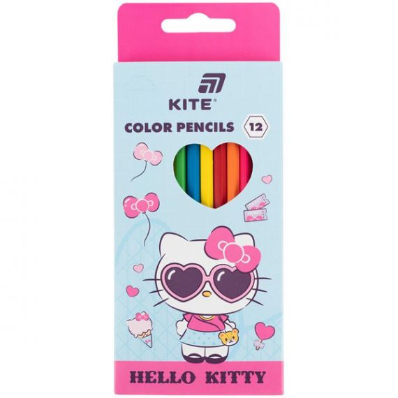 Олівці кольорові 12шт Kite Hello Kitty