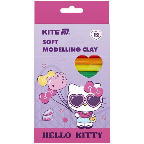Пластилін Kite 12 кольорів 200г восковий, Hello Kitty