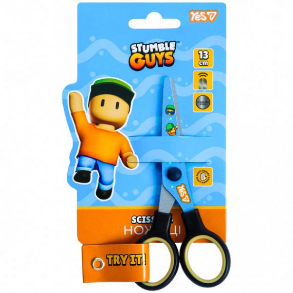 Ножиці 13 см дитячі з малюнком на лезі Stumble Guys Yes