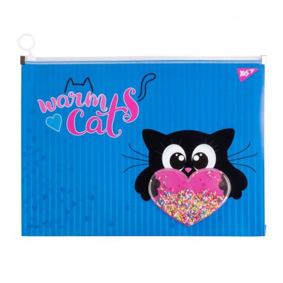 Папка пластиковая А-4 на молнии zip-lock Yes Meow з бабл Папка пластиковая А-4 на молнии zip-lock Yes Meow з бабл