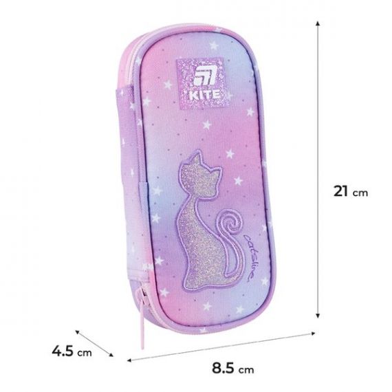 Пенал Kite на блискавці, овальний Catsline 21х8,5х5см
