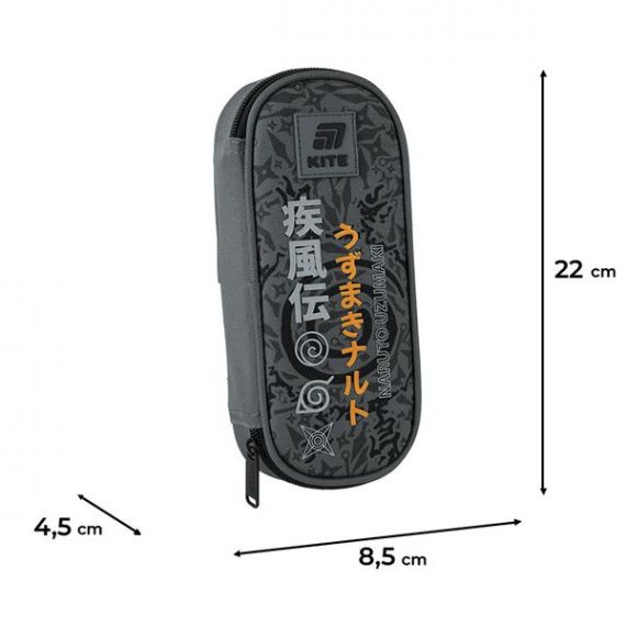 Пенал Kite на молнии, овальный, органайзер, Naruto Shippuden 22х8,5х4,5см