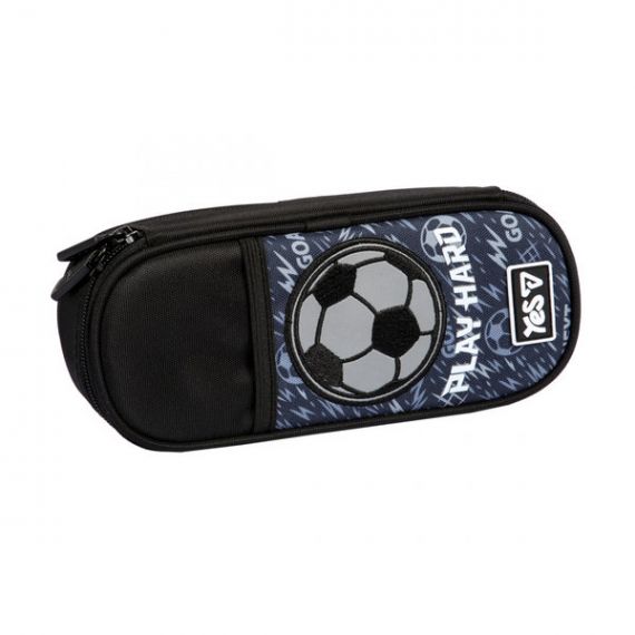 Пенал YES на блискавці, овальний, органайзер, Play Football 22х9х5см