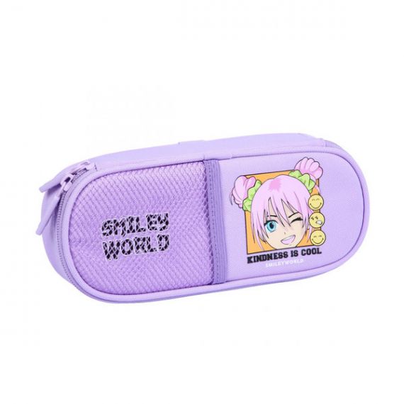 Пенал YES на блискавці, овальний, органайзер, Smiley World. Anime 22х9х5см