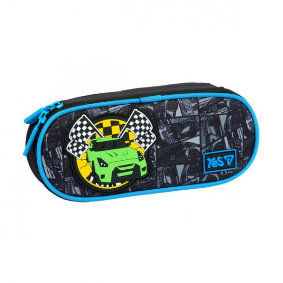 Пенал YES на блискавці, овальний, органайзер, Super Racer 22х9х5см