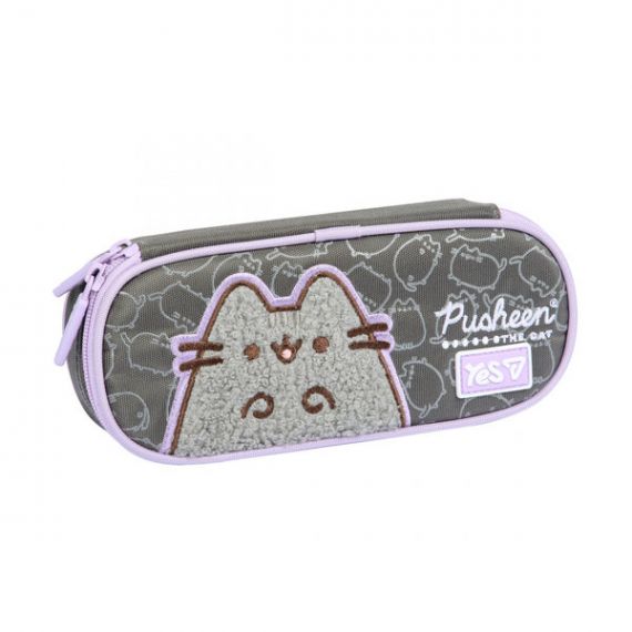 Пенал YES на блискавці, овальний, органайзер, Pusheen 22х9х5см