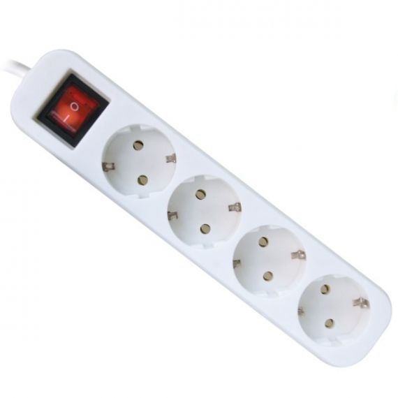 Подовжувач 4р+3м+заземлення+вимикач, білий Defender Подовжувач 4р+3м+заземлення+вимикач, білий Defender