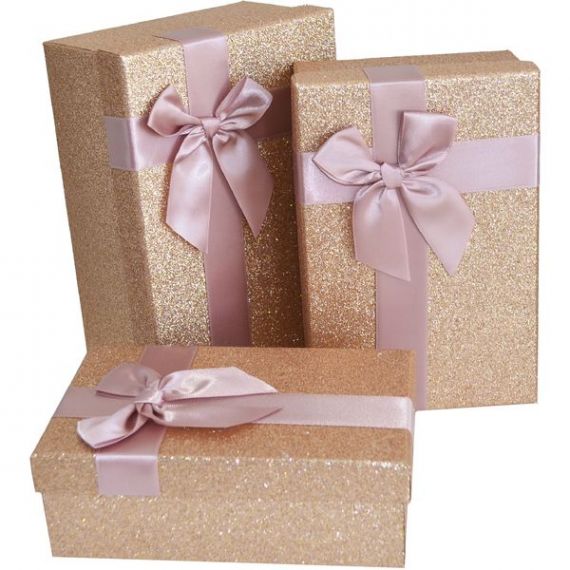 Коробка подарункова картон 21х14х8 прямокутна бронза