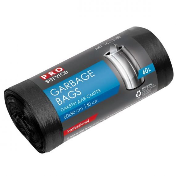 Мішки для сміття 60лх40шт (60*80) 8мкм чорні PRO