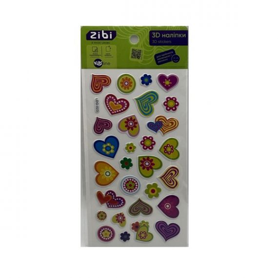 Наліпка 3D 18х9,5см Сердечки Zibi