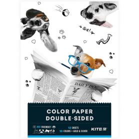 Бумага цветная А-4 15л двуcторонняя 12 цветов Dogs Kite