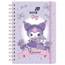 Блокнот на резинке А-5 80листов клетка, спираль боковая, твердая обложка Kuromi