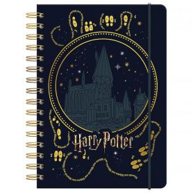 Блокнот на гумці А-5 80аркушів клітинка, спіраль збоку, тверда обкладинка Harry Potter