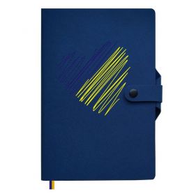 Блокнот на кнопці А-5 128аркушів клітинка, штучна шкіра Twill Серце, кремовий папір