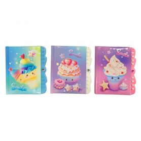 Блокнот на замке А-6 50листов, твердая обложка, кодовый замок Вкусняшки