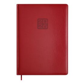 Щоденник датований Buromax 2026 A-4 Bravo тверда обкладинка, кремовий папір, червоний