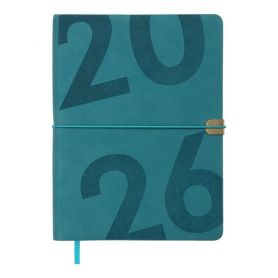 Щоденник датований Buromax 2026 А-5 Best гнучка обкладинка на гумці, кремовий папір, бірюза