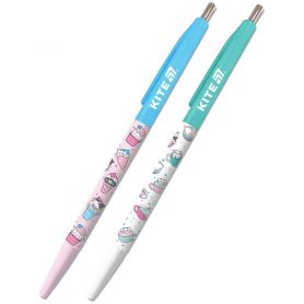 Ручка шариковая Kite Ice & Cup автоматическая, прорезиненный грип, синяя