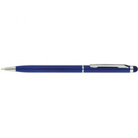 Ручка кулькова Economix автоматична Stylus металева, корпус темно-синій, синя