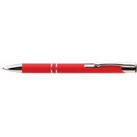 Ручка шариковая Economix SOFT автоматическая металлическая, красный корпус, синяя