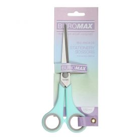 Ножницы 17 см пластиковые ручки, резиновые вставки розовые Buromax на блистере