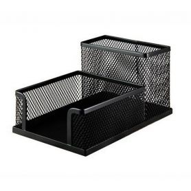 Подставка канцелярская металлическая сетка 2 отделения черная Buromax