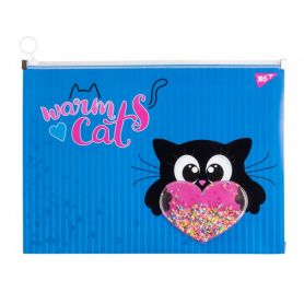 Папка пластиковая А-4 на молнии zip-lock Yes Meow з бабл