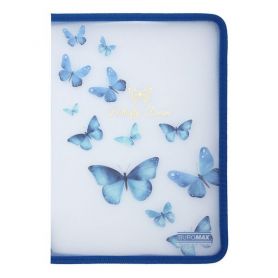 Папка пластикова А-4 на блискавці об'ємна Buromax Arabeski Sky синій електрик