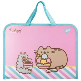 Портфель пластиковый В-4 01отд.. на молнии, тканевые ручки Pusheen Stormy YES