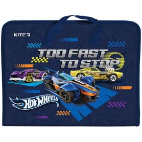 Портфель пластиковый А-4 1отд. на молнии, тканевые ручки Hot Wheels Kite