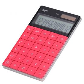 Калькулятор Deli 12р бухг. 2ел.живлення, безшовні кнопки, рожевий, 165х103х12,0мм