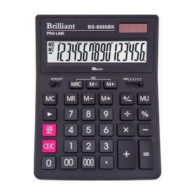 Калькулятор Brilliant 16р бухг. 2эл.живлення, чорний 205х155х35мм