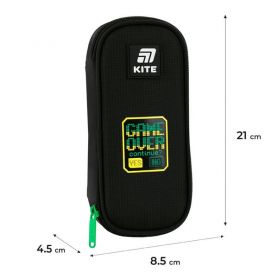 Пенал Kite на блискавці, овальний Game Over 21х8,5х5см