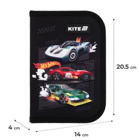 Пенал Kite Hot Wheels 1 відділення, 2 розворота, з наповненням 20х14х3,7см