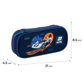 Пенал Kite на блискавці, овальний Hot Wheels 21х8,5х5см