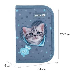 Пенал Kite Studio Pets 1 відділення, 2 розворота, з наповненням 20х14х4см
