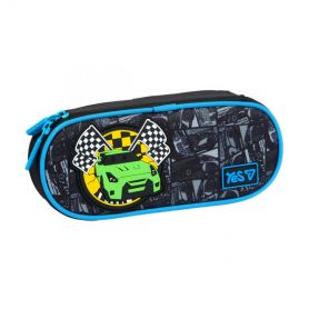Пенал YES на блискавці, овальний, органайзер, Super Racer 22х9х5см