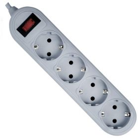 Подовжувач 4р+1,8м+заземлення+вимикач, білий Defender Подовжувач 4р+1,8м+заземлення+вимикач, білий Defender