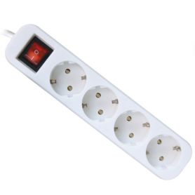 Подовжувач 4р+3м+заземлення+вимикач, білий Defender Подовжувач 4р+3м+заземлення+вимикач, білий Defender