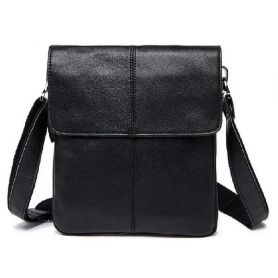 Сумка мужская Vintage 23х26,5х1 черная, кожа