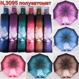 Парасолька жіноча 3 складання, напівавтомат Квітка