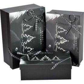 Коробка подарочная картон 19х12х6,5 см Новогодняя Merry Christmas черная