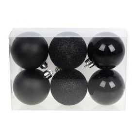Шар 06см зеркальный/глиттер/матовый черный оникс 25шт/уп (за 1шт) пластик