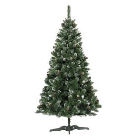 Елка 190см Европейская зеленая заснеженая с шишками