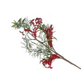 Ветка 52см декоративная с листьями и красными ягодами