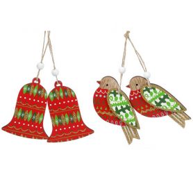 Колокольчики 10см, 2шт., красный с зеленым