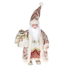 Санта 30см с мешком в розовом кафтане