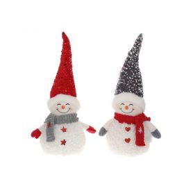 Мягкая игрушка Снеговик 40см в шапке с паетками 2 вида